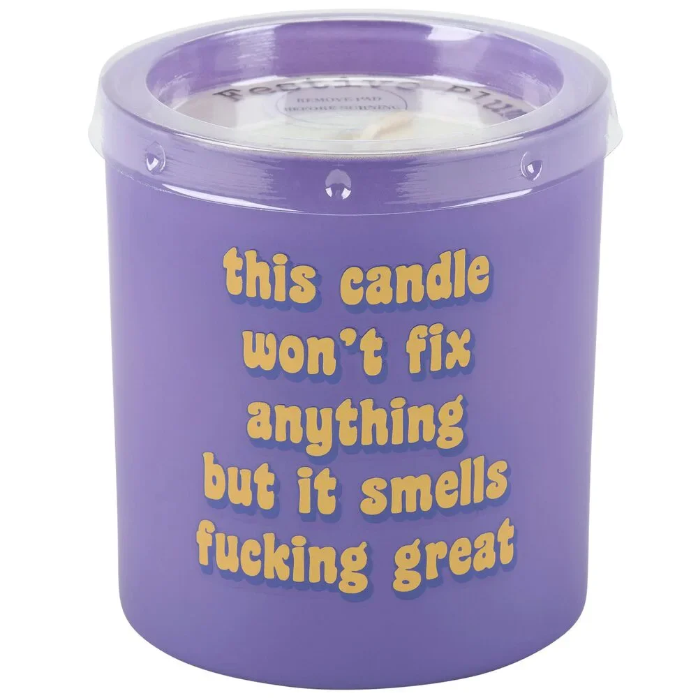 This Candle Smells Great Soy Candle | Festive Plum Scent | Purple Glass | 35hr